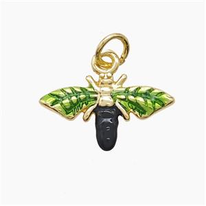 Copper Honeybee Pendant Green Painted Gold Plated, approx 10-17mm [FD23641]