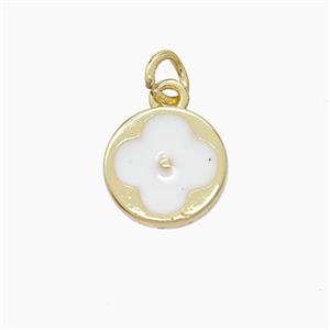 Copper Clover Pendant White Enamel Gold Plated, approx 11mm [FD23653]