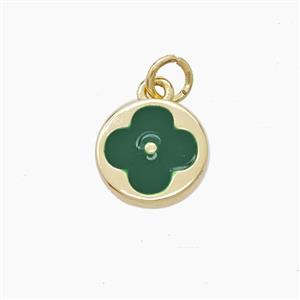 Copper Clover Pendant Green Enamel Gold Plated, approx 11mm [FD23655]