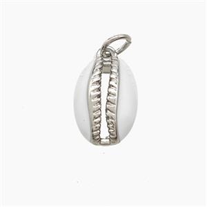 Copper Conch Shell Pendant White Enamel Platinum Plated, approx 9-13mm [FD23657]
