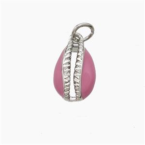 Copper Conch Shell Pendant Pink Enamel Platinum Plated, approx 9-13mm [FD23658]
