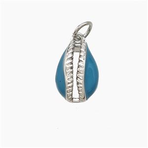 Copper Conch Shell Pendant Blue Enamel Platinum Plated, approx 9-13mm [FD23659]