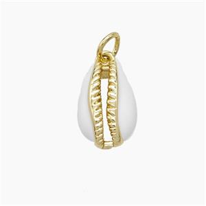 Copper Conch Shell Pendant White Enamel Gold Plated, approx 9-13mm [FD23661]