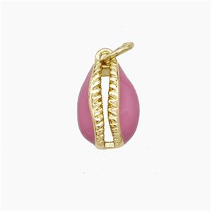 Copper Conch Shell Pendant Pink Enamel Gold Plated, approx 9-13mm [FD23662]