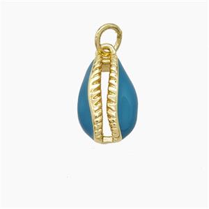 Copper Conch Shell Pendant Blue Enamel Gold Plated, approx 9-13mm [FD23663]