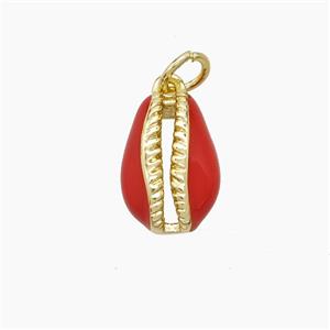 Copper Conch Shell Pendant Red Enamel Gold Plated, approx 9-13mm [FD23664]