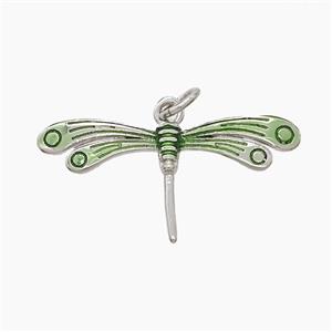 Copper Dragonfly Pendant Green Painted Platinum Plated, approx 14-26mm [FD23689]