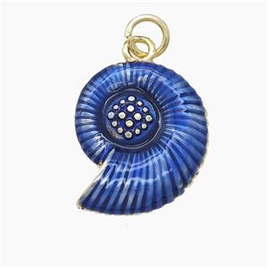 Copper Spiral Shell Pendant Blue Painted Gold Plated, approx 15-20mm [FD23694]