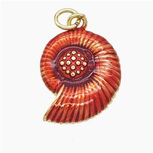 Copper Spiral Shell Pendant Red Painted Gold Plated, approx 15-20mm [FD23695]