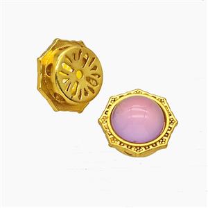 Copper Polygon Beads Pave Resin Gold Plated, approx 12mm [FD23739]