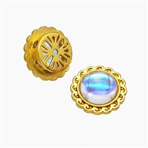 Copper Circle Beads Pave Resin Gold Plated, approx 12mm [FD23742]