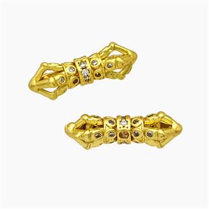 Tibetan Style Copper Vajra Pestle Beads Pave Zirconia Gold Plated, approx 6-17mm [FD23773]