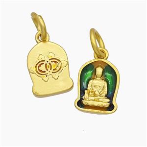 Copper Buddha Pendant Enamel Buddhist Gold Plated, approx 8.5-11.5mm [FD23778]