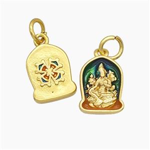 Copper Buddha Pendant Enamel Buddhist Gold Plated, approx 8.5-11.5mm [FD23784]