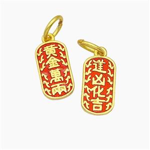 Chinese Style Ancient Fortune And Lucky Charms Copper Pendant Red Painted Gold Plated, approx 7-14mm [FD23789]
