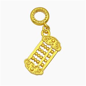 Chinese Ruyi Abacus Charms Copper Pendant Matte Gold Plated, approx 8-16mm, 7mm dia [FD23790]