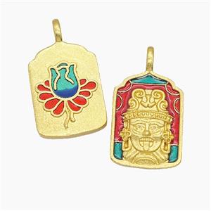 Tibetan Style Copper Buddha Pendant Amulet Painted Gold Plated, approx 14-25mm [FD23799]