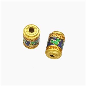 Tibetan Style Tube Beads Painted Gold Plated, approx 6.5-11mm [FD23821]
