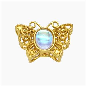 Copper Butterfly Beads Pave Resin Gold Plated, approx 15-20mm [FD23830]