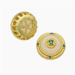 Copper Button Beads Pave Resin Gold Plated, approx 14mm [FD23835]