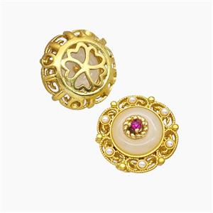 Copper Button Beads Pave Resin Gold Plated, approx 17mm [FD23836]