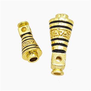 Copper Guru Beads Black Enamel Gold Plated, approx 7-14mm [FD23861-S]
