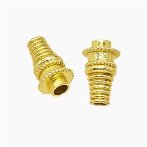 Tibetan Style Copper Prayer Wheel Beads Gold Plated, approx 8-13.5mm [FD23864]