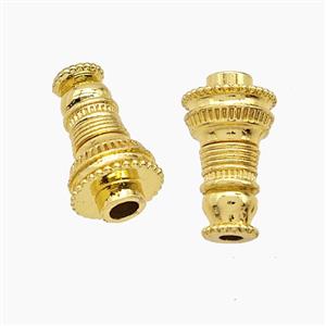 Tibetan Style Copper Prayer Wheel Beads Gold Plated, approx 9-15.5mm [FD23865]