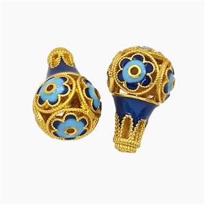 Tibetan Style Copper Guru Beads Enamel Gold Plated, approx 13-21mm [FD23880]