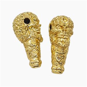Copper Guru Beads Skull Gold Plated, approx 13-26mm [FD23894]