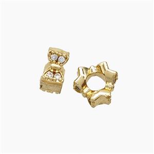 Copper Butterfly Beads Pave Zirconia Gold Plated, approx 7mm [FD23896]