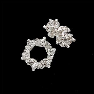 Copper Rondelle Beads Pave Zirconia Shiny Silver, approx 10mm [FD23900]