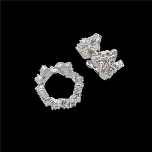 Copper Butterfly Beads Pave Zirconia Shiny Silver, approx 9.5mm [FD23902]