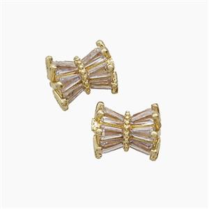 Copper Tube Beads Pave Zirconia Gold Plated, approx 8-9mm [FD23911]