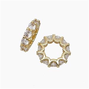 Copper Circle Beads Pave Zirconia Gold Plated, approx 11.5mm [FD23919]