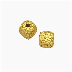 Copper Cube Beads Flower Gold Plated, approx 8mm [FD23940]