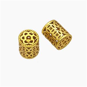 Copper Tube Beads Column Gold Plated, approx 8-10mm [FD23941]