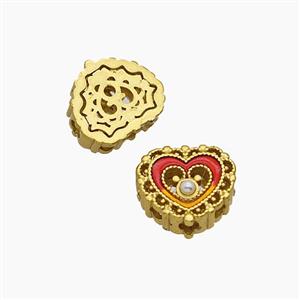 Copper Heart Beads Painted Gold Plated, approx 9-10mm [FD23949]