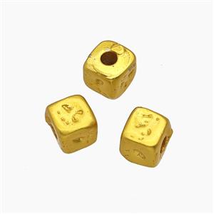 Copper Cube Beads Gold Plated, approx 6mm [FD23957]