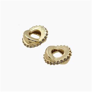 Copper Beads Pave Zirconia Gold Plated, approx 8.5-10mm, 4mm hole [FD23964]