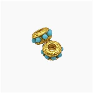 Copper Rondelle Beads Pave Resin Gold Plated, approx 7mm [FD23975]