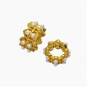 Copper Tube Beads Pave Resin Large Hole Gold Plated, approx 10mm [FD23978-10MM]