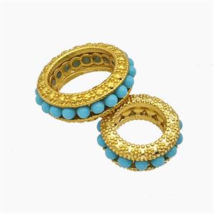 Copper Circle Beads Pave Resin Gold Plated, approx 13mm [FD23979-13MM]