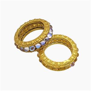 Copper Circle Beads Pave Resin Gold Plated, approx 16mm [FD23980]