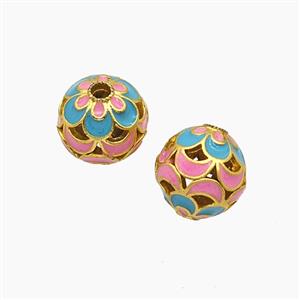Copper Bead Pave Zircon, Gold Plated, approx 10mm dia [FD23989]