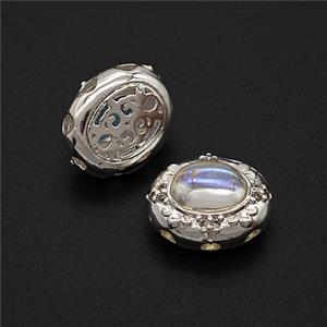 Copper Oval Beads Pave Resin Shiny Silver, approx 10-12mm [FD23998]