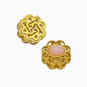 Copper Button Beads Pave Catseye Gold Plated, approx 11mm [FD24013]