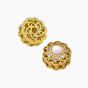Copper Button Beads Pave Resin Gold Plated, approx 11mm [FD24014]