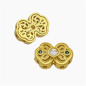 Copper Bowknot Beads Pave Resin Gold Plated, approx 12-17mm [FD24016]