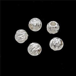 Copper Round Beads Shiny Silver, approx 5mm [FD24030]